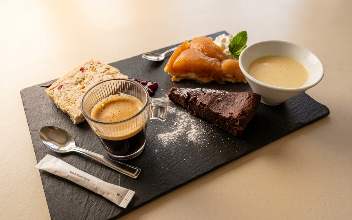Photo d'un café gourmand de l'Auberge de Charron